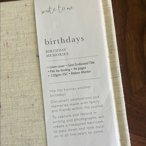 NWT Write To Me Cream Birthday Journal - Picture 3 of 4